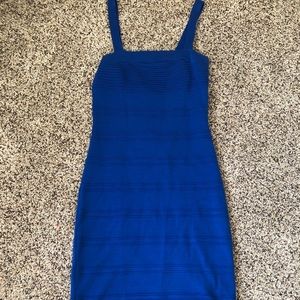 Blue open back midi dress